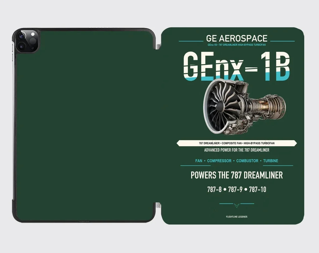 GEnx-1B design on dark green ipad tablet case