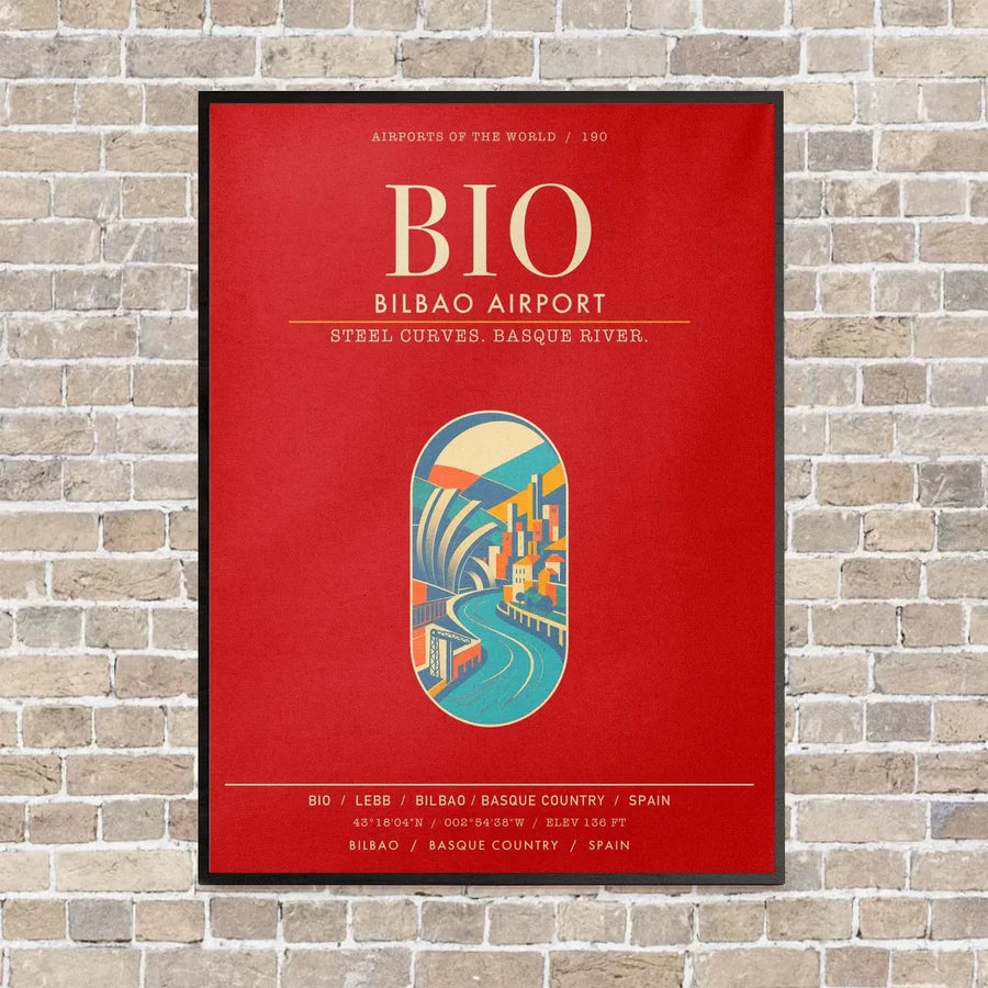 Bilbao Airport BIO - Canvas Framed - Red