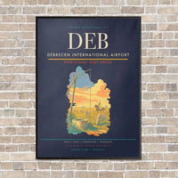 Thumbnail for Debrecen International Airport DEB vertical canvas print - framed - navy blue background