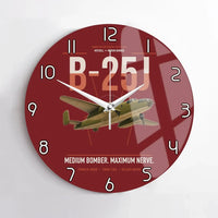 Thumbnail for B-25J Mitchell design on dark red no frame wall clock