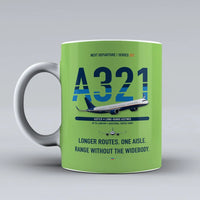 Thumbnail for A321LR Mug design on light green airbus