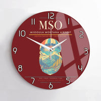 Thumbnail for Missoula Montana Airport (MSO) design on dark red no frame wall clock