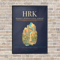 Thumbnail for Kharkiv International Airport HRK vertical canvas print - framed - navy blue background