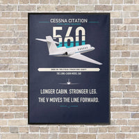 Thumbnail for Cessna Citation 560 - Citation V vertical canvas print - framed - navy blue background