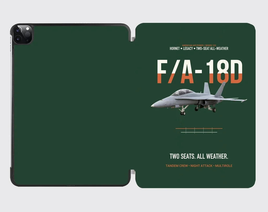 F-A-18D Hornet Two Seats All Weather design on dark green ipad tablet case