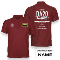 Thumbnail for Diamond DA20 design on red+name double-side polo t-shirt, double-side print