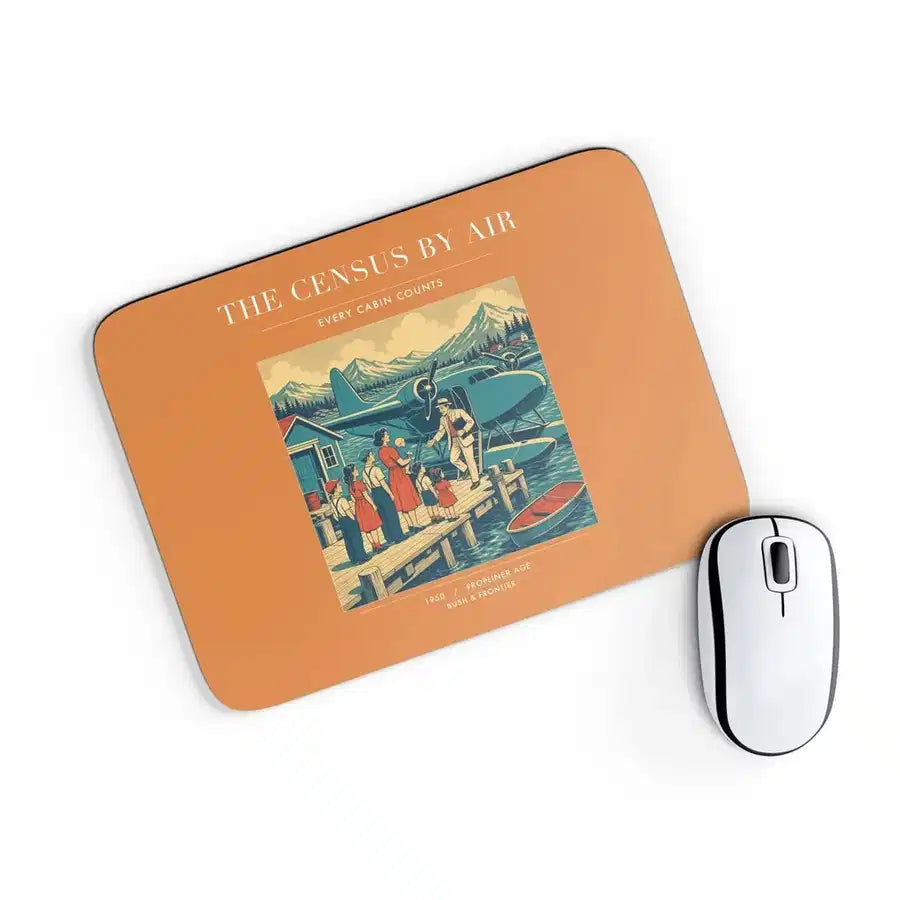VINTAGE G4416 - The Census By Air - Designed Mouse Pads design on orange rectangle