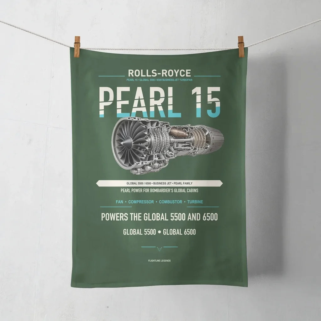 PEARL 15 design on dark green towel