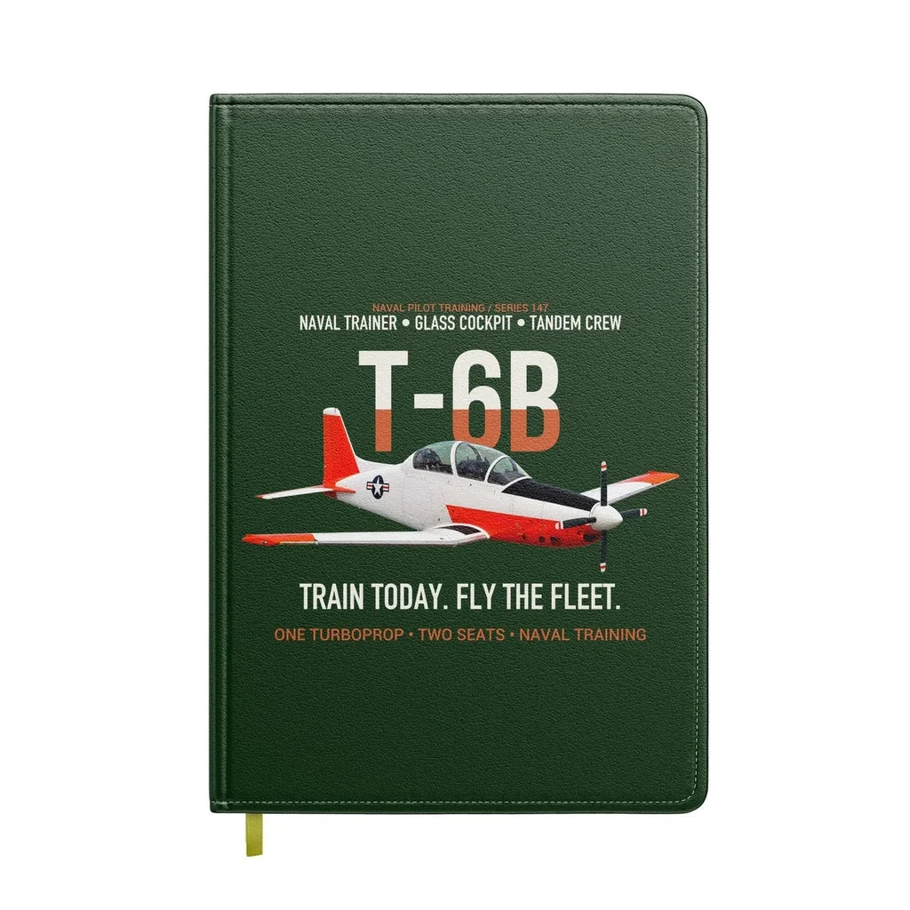 T-6B Texan II Naval Aviator Training design on dark green notebook