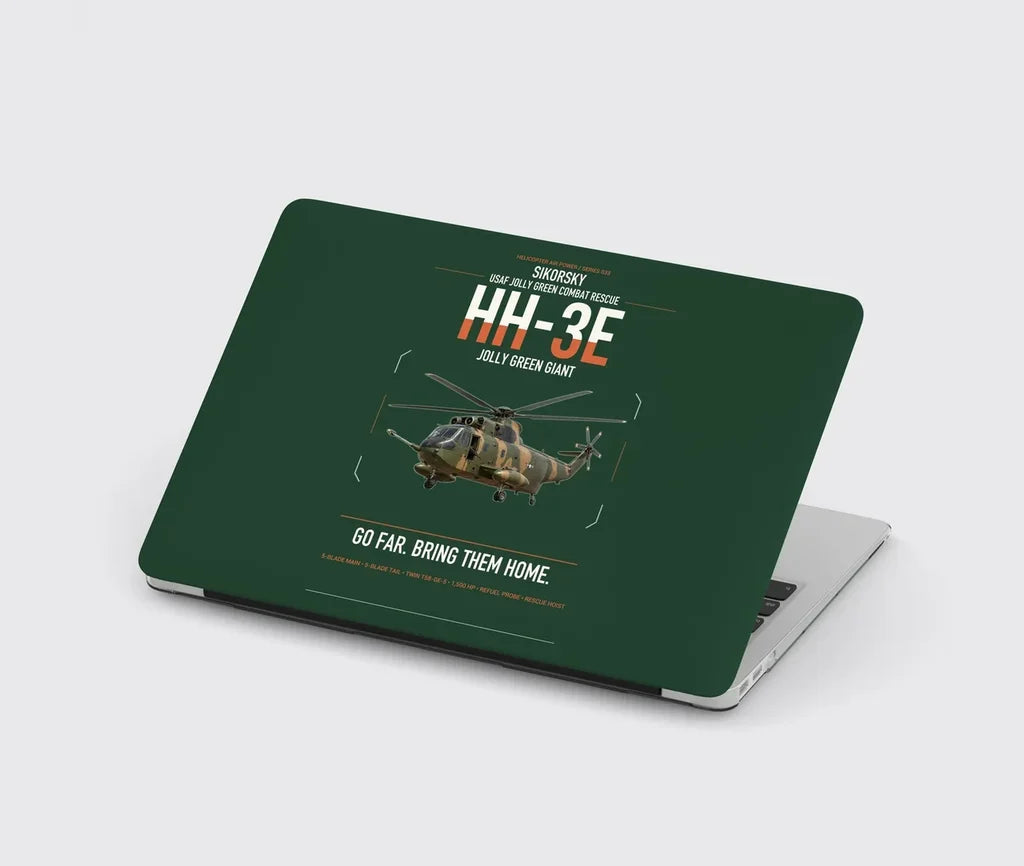 Sikorsky HH-3E Jolly Green Giant design on dark green MacBook case