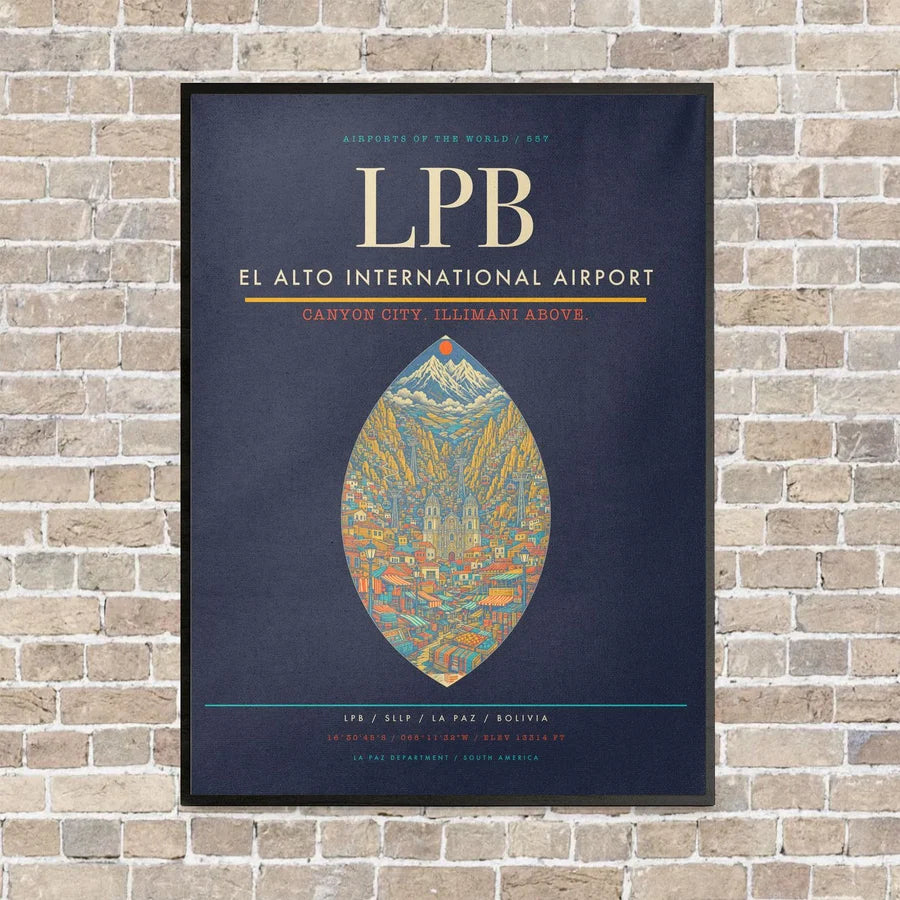 El Alto International Airport LPB - Canvas Framed - Navy Blue