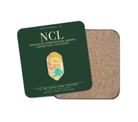 Thumbnail for Newcastle International Airport (NCL) design on dark green 1 piece coaster