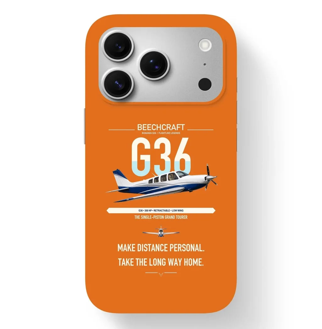 Beechcraft Bonanza G36 design on orange magsafe iphone case, for iPhone 17 Pro