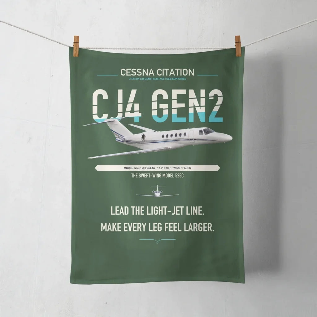 Cessna Citation CJ4 Gen2 design on dark green towel