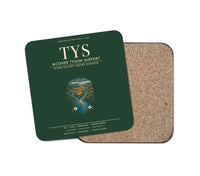 Thumbnail for McGhee Tyson Airport Knoxville (TYS) design on dark green 1 piece coaster