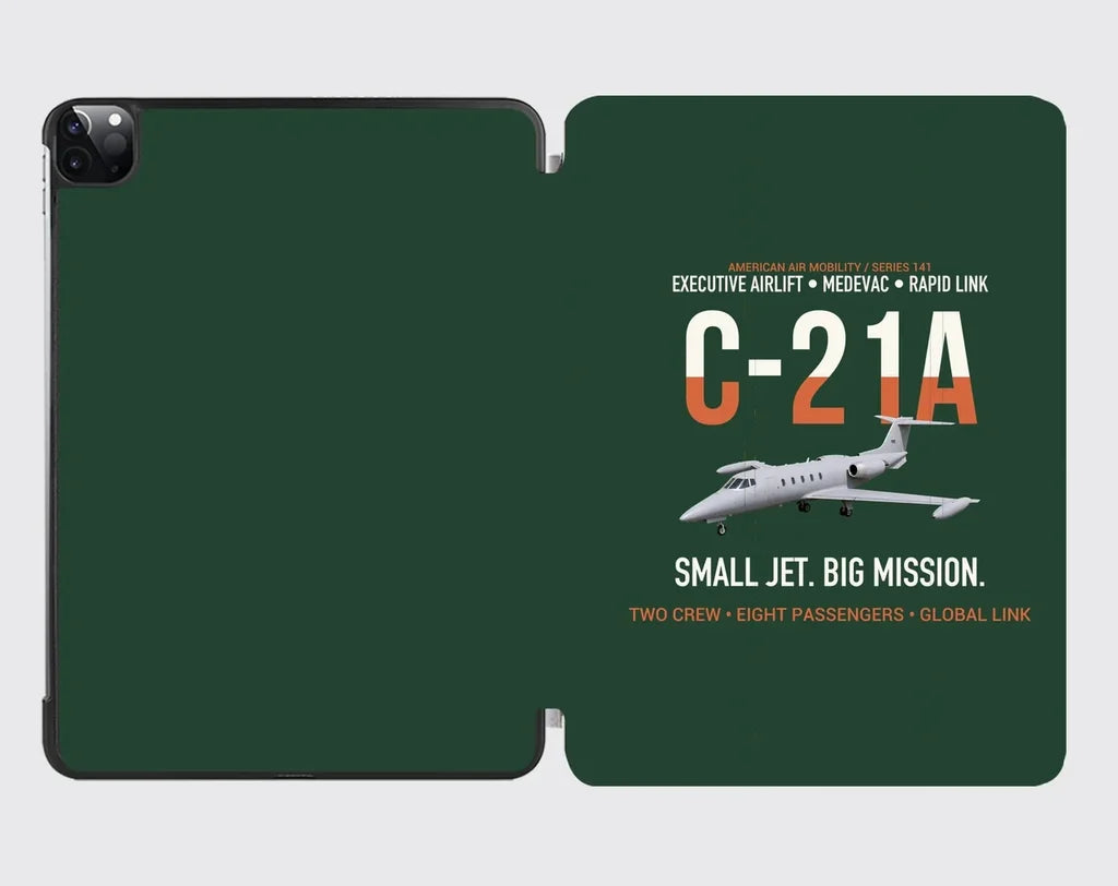 C-21A Learjet Small Jet Big Mission design on dark green ipad tablet case