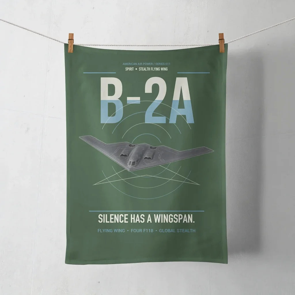 B-2A Spirit design on dark green towel