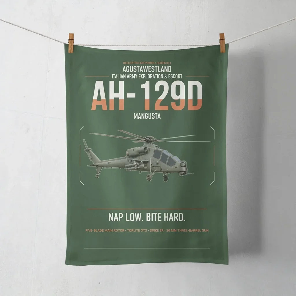 AgustaWestland AH-129D Mangusta design on dark green towel