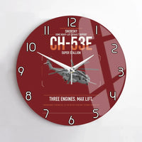 Thumbnail for Sikorsky CH-53E Super Stallion design on dark red no frame wall clock