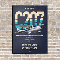 Thumbnail for Cessna T207A Stationair 8 vertical canvas print - framed - navy blue background