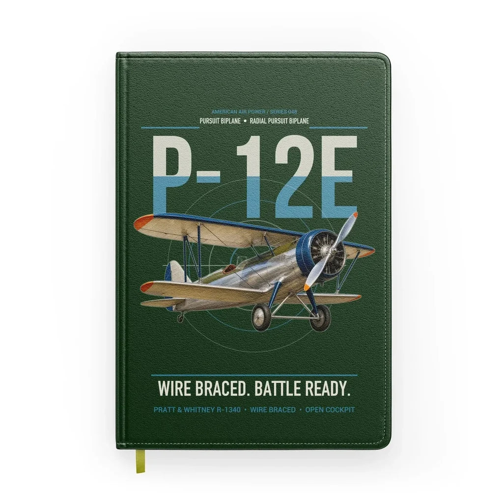 Boeing P-12E design on dark green notebook
