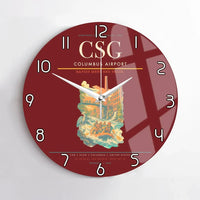 Thumbnail for Columbus Airport (CSG) design on dark red no frame wall clock