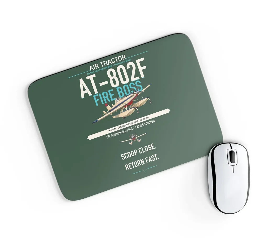 Air Tractor AT-802F Fire Boss design on dark green rectangle mouse pad