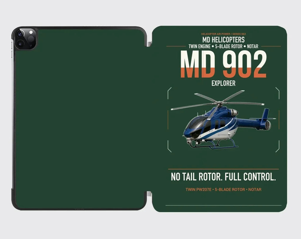 MD Helicopters MD 902 Explorer design on dark green ipad tablet case