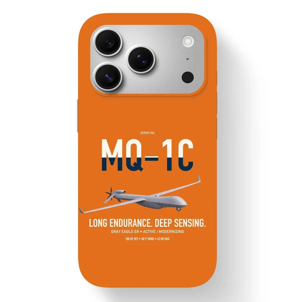 MQ-1C Gray Eagle ER design on orange magsafe iphone case, for iPhone 17 Pro