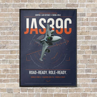 Thumbnail for Saab JAS 39C Gripen vertical canvas print - framed - navy blue background