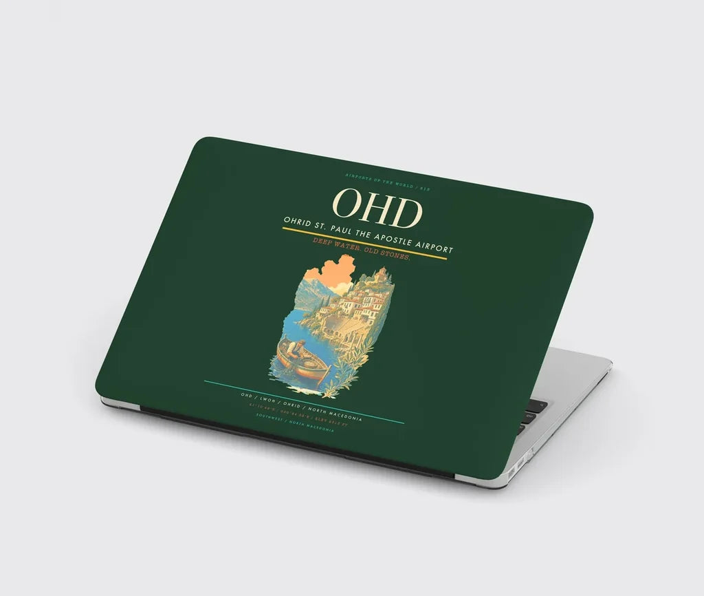 Ohrid St. Paul the Apostle Airport (OHD) design on dark green MacBook case