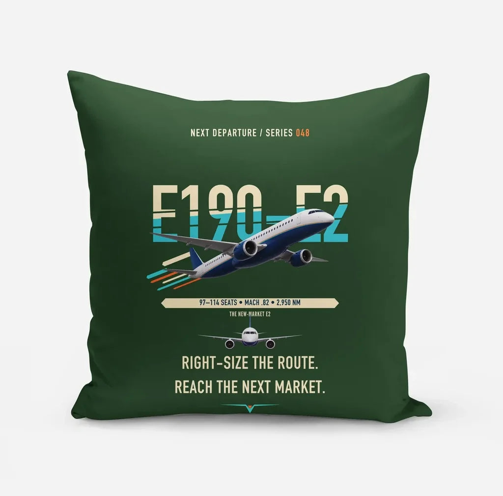 Embraer E190-E2 design on dark green pillow