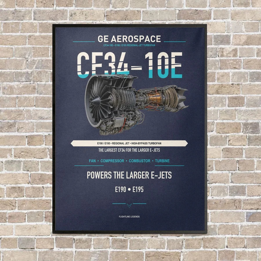 CF34-10E vertical canvas print - framed - navy blue background