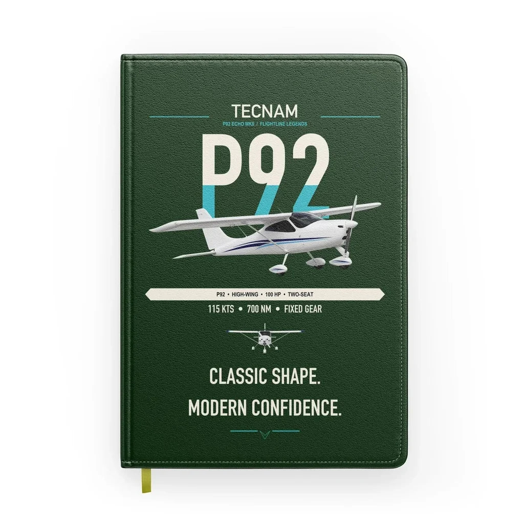 Tecnam P92 Echo MkII design on dark green notebook