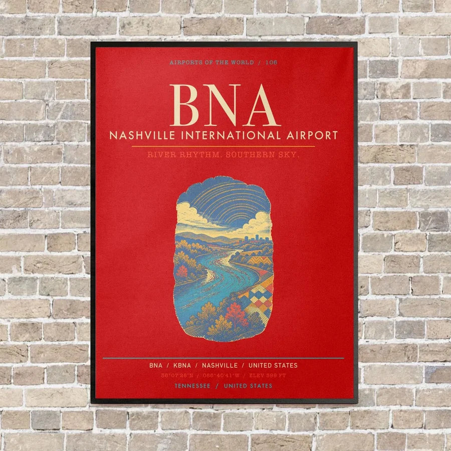 Nashville International Airport BNA - Canvas Framed - Red