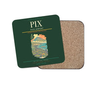 Thumbnail for Pico Airport (PIX) design on dark green 1 piece coaster