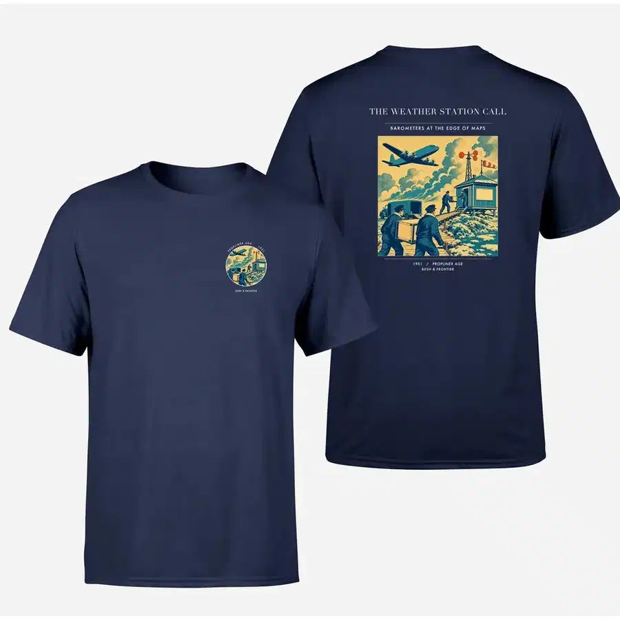 VINTAGE G4288 - The Weather Station Call - Double-Side T-Shirt design on navyblue double side t shirt