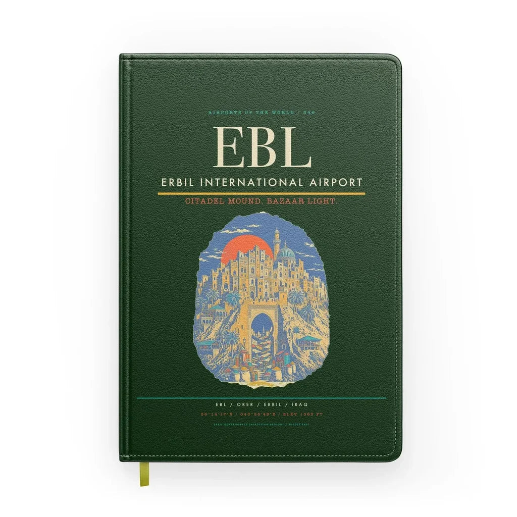 Erbil International Airport (EBL) design on dark green notebook