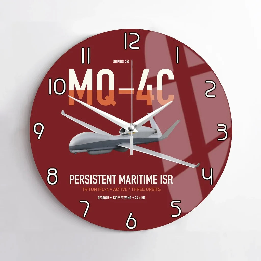 MQ-4C Triton IFC-4 design on dark red no frame wall clock