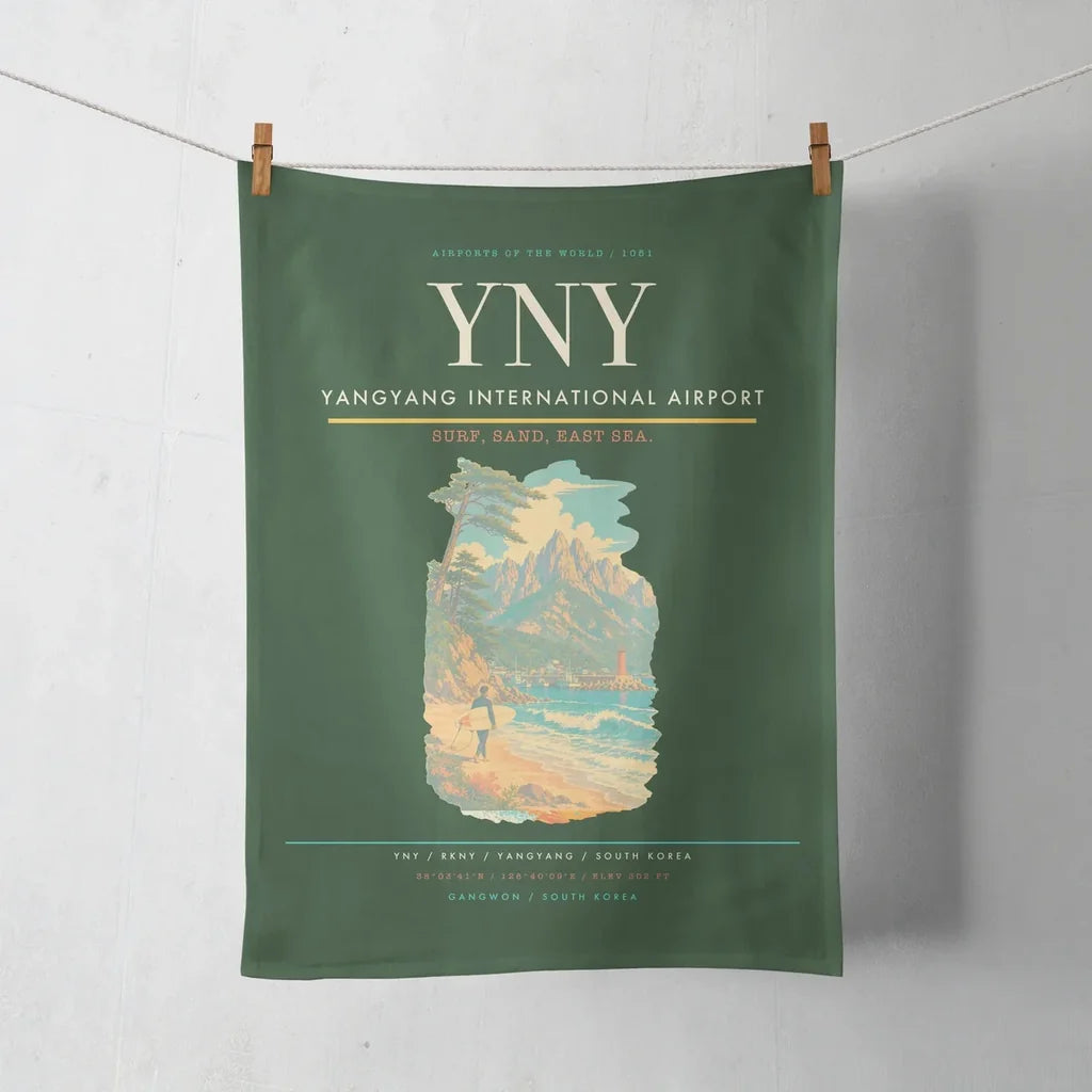 Yangyang International Airport (YNY) design on dark green towel