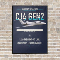 Thumbnail for Cessna Citation CJ4 Gen2 vertical canvas print - framed - navy blue background