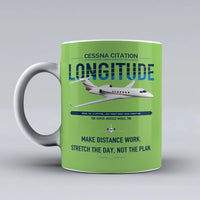 Thumbnail for Cessna Citation Longitude design on light green ceramic mug, double-side print