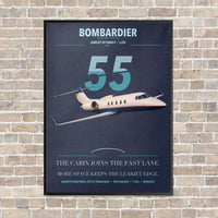 Thumbnail for Bombardier Learjet 55 vertical canvas print - framed - navy blue background