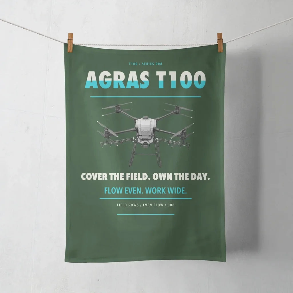 DJI Agras T100 design on dark green towel