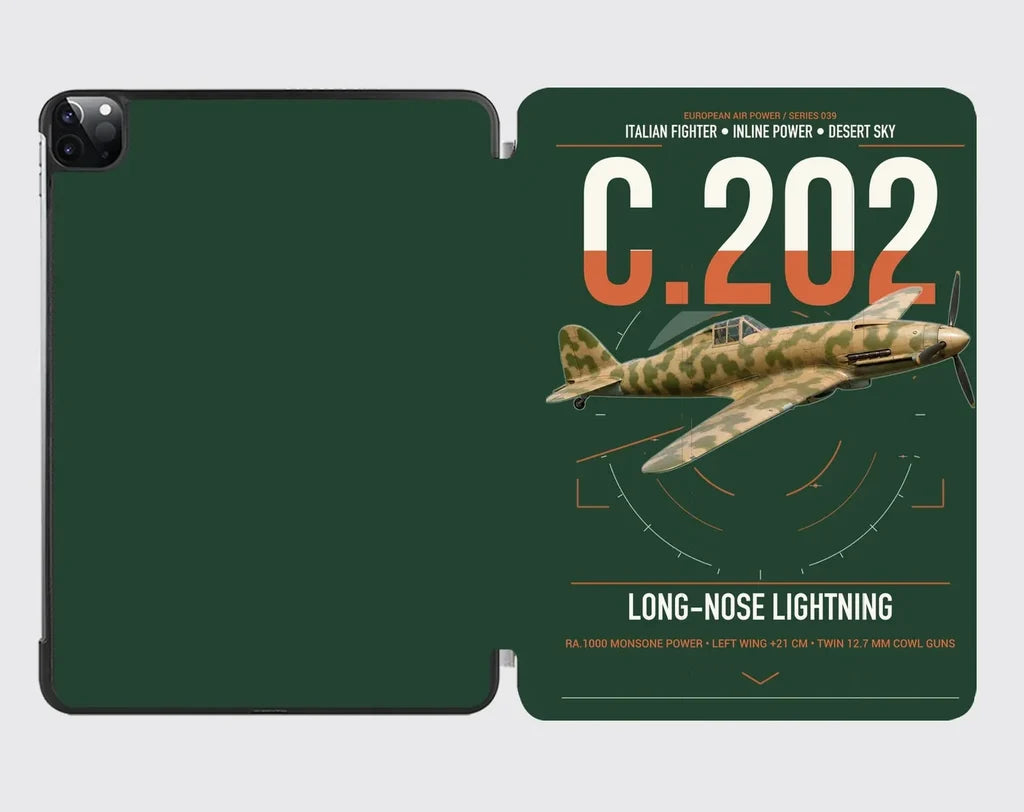 Macchi C.202 Folgore design on dark green ipad tablet case