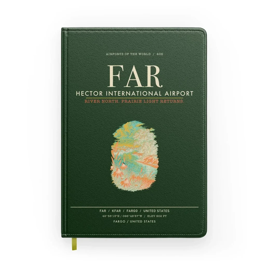 Hector International Airport (FAR) design on dark green notebook
