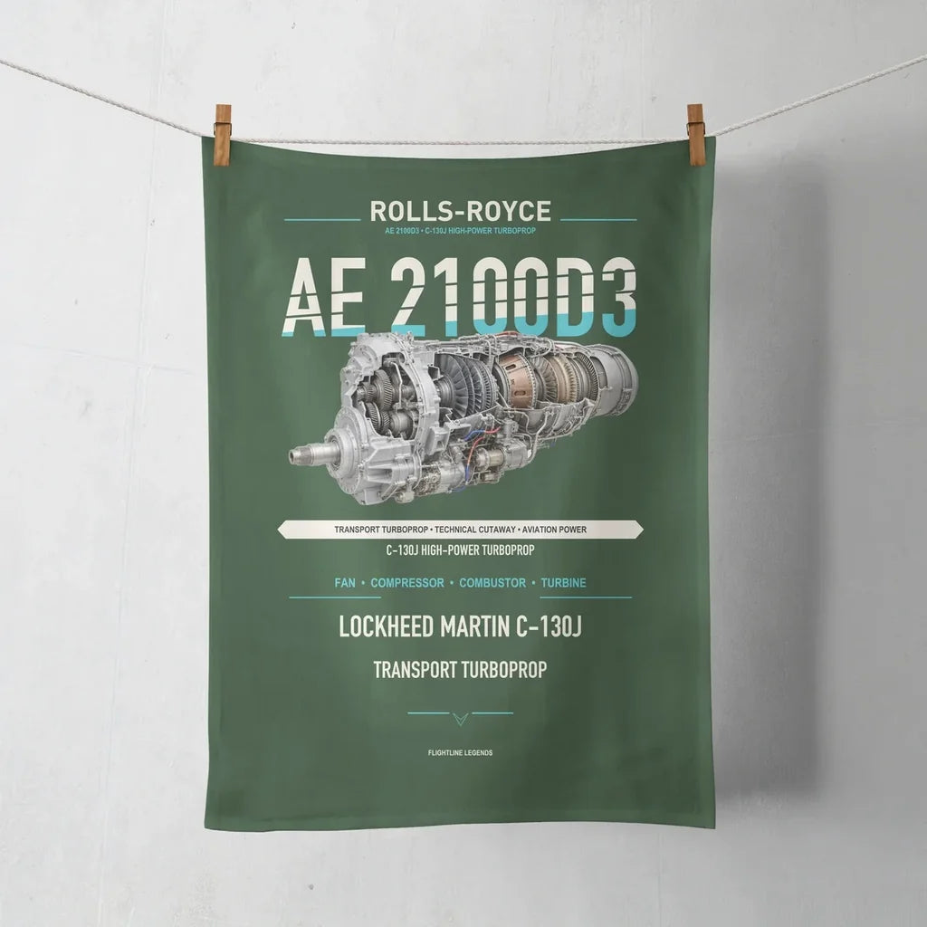 AE 2100D3 design on dark green towel