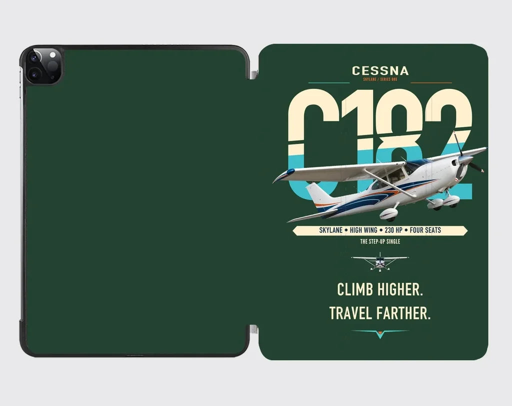 Cessna 182 Skylane design on dark green ipad tablet case