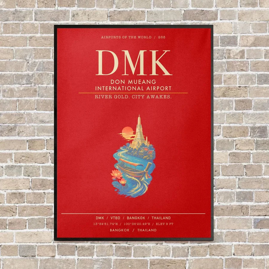 Don Mueang International Airport Bangkok DMK - Canvas Framed - Red