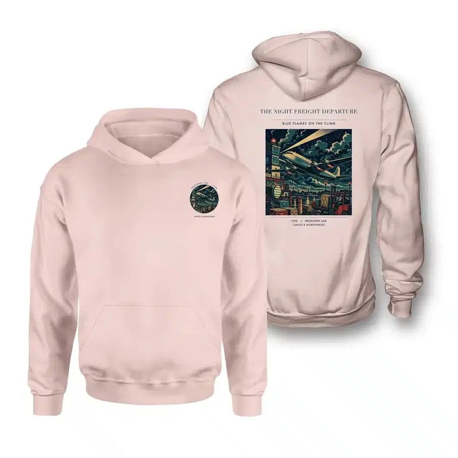 VINTAGE G4248 - The Night Freight Departure - Double-Side Hoodie design on pink double side